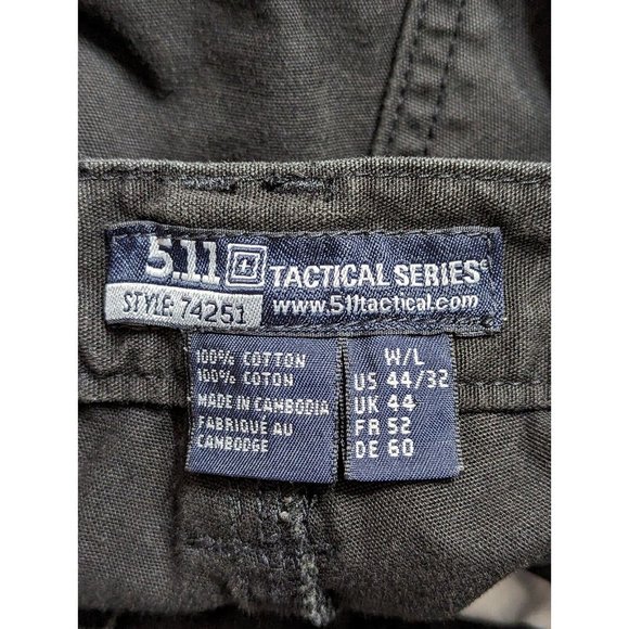 5.11 Tactical Mens Cargo Pants Size 44x32 Black Ripstop 74521 Icon 44/32 Cotton - Picture 10 of 10